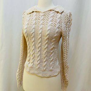 Vintage handknit cream sweater high quality